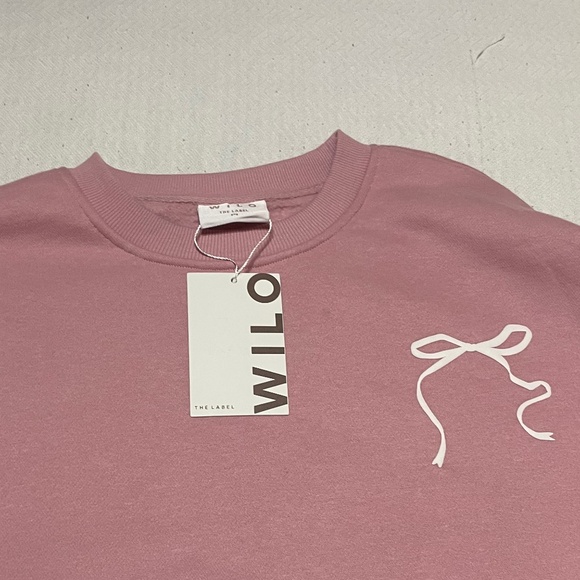 NWT Wilo the Label Set Pink Crew Sweatshirt & Blush Biker Shorts Size Medium - Picture 6 of 9